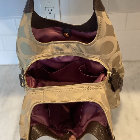 Coach Madison Maggie OpArt Gold/Tan Hobo Bag - Picture 12 of 16